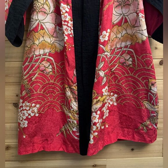 Vintage Soma Size Medium Silk Pink Floral Japanese Kimono Style Robe - Picture 3 of 14